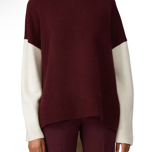 $795 Co 100% Wool Color Block Asymmetric Turtleneck Sweater - Picture 4 of 11
